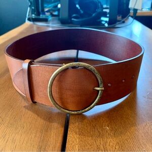 PHILOSOPHY DI ALBERTA FERRETTI 100% leather brown belt w/ circular buckle sz 38